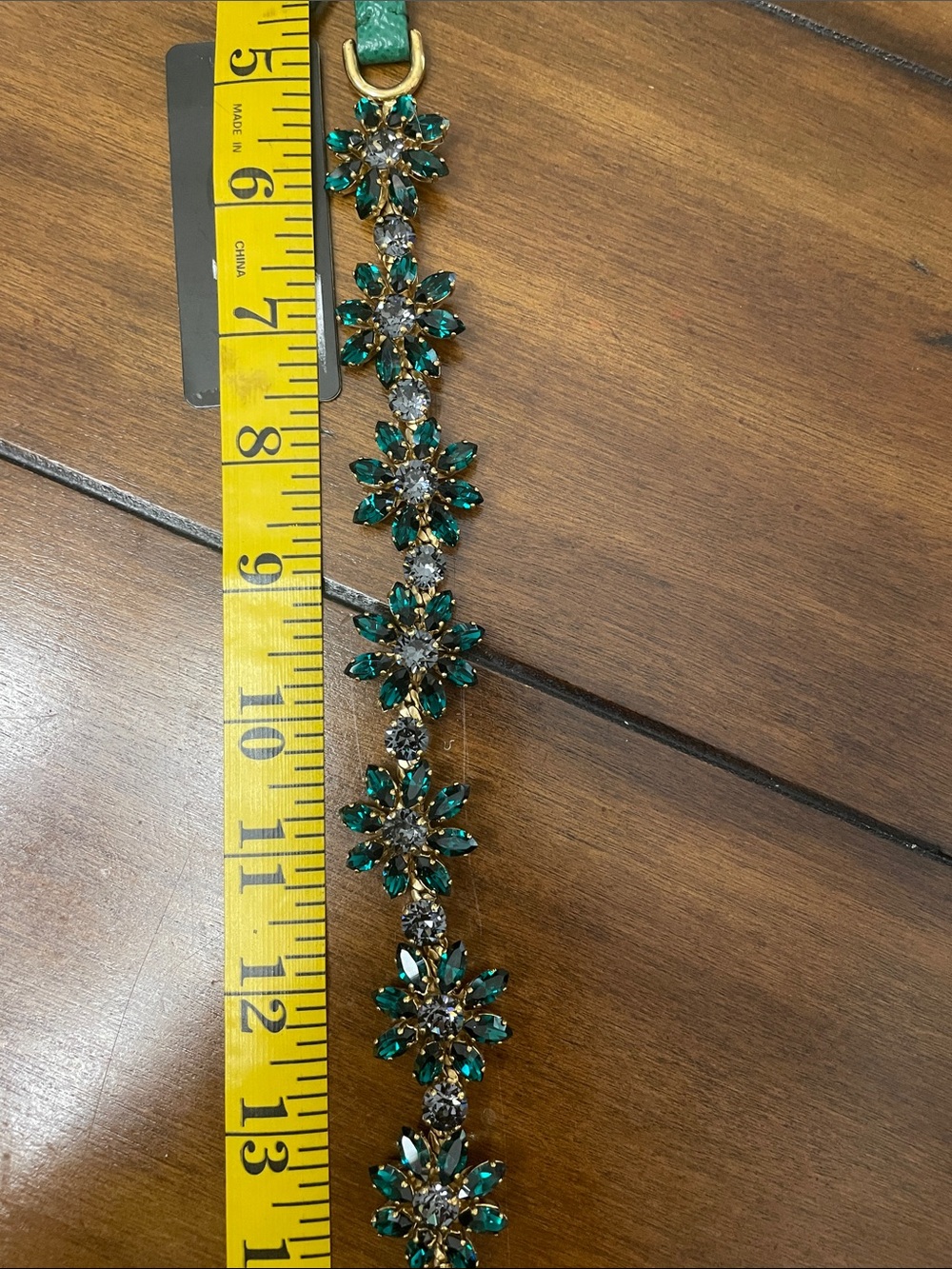 Authentic Dolce & Gabbana Crystal Green Floral Crystal Belt Strap NIB dust bag - Picture 6 of 12